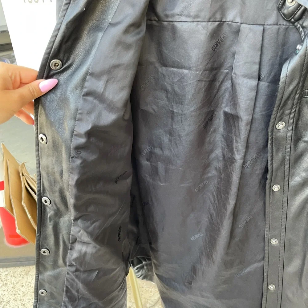 Apparis oversized black leather jacket size xs